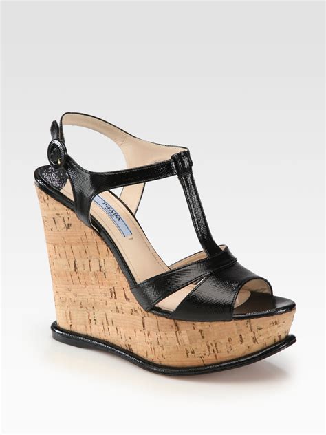 prada wedges sale|prada leather platform wedge.